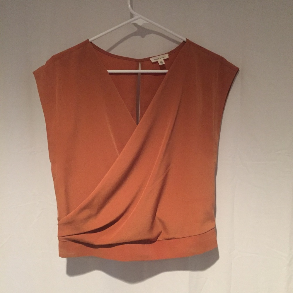 Urban Outfitters Rust Orange Draped V-Neck Sleeveless Blouse